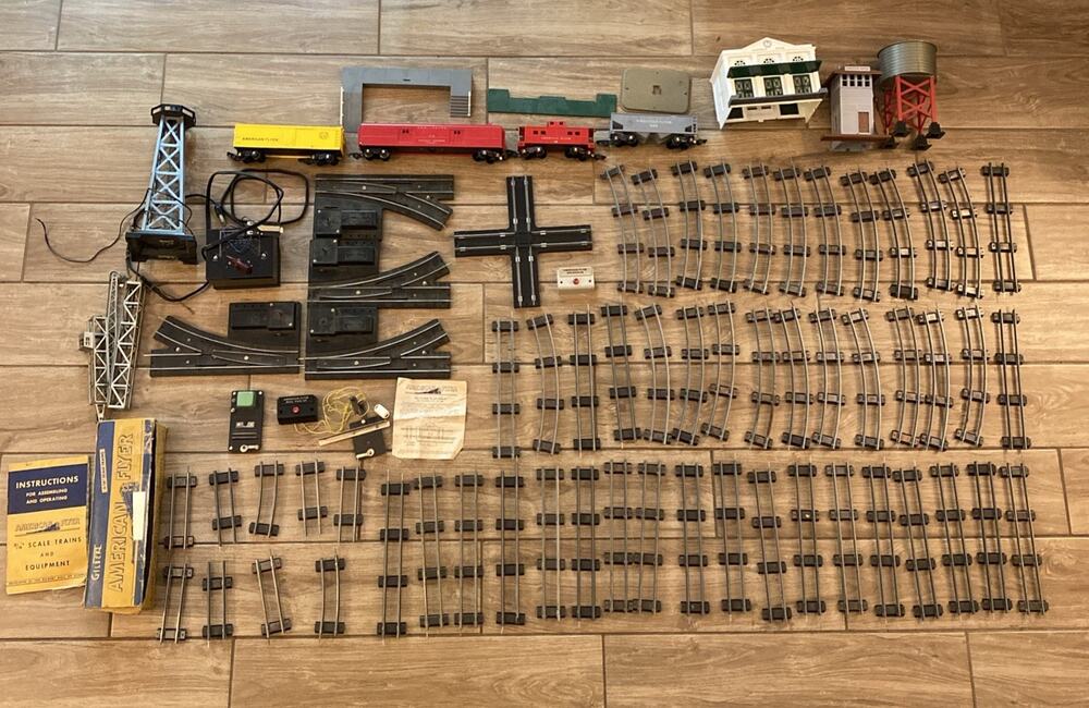 Vintage S Scale AMERICAN FLYER TRAIN LOT - CARS, TRACK, CATALOG, For Parts